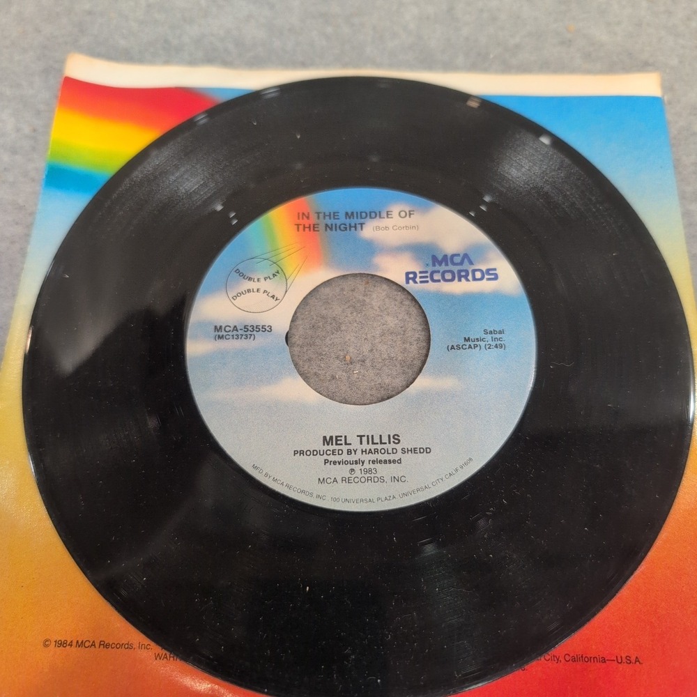 Mel Tillis Coca Cola Cowboy 45 RPM Vinyl MCA-53553 Country Single Record - Picture 3 of 3